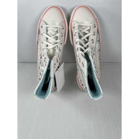Size 7.5 Women Converse Chuck Taylor Day Of The Dead Cream  Size 7.5 Women Converse Chuck Taylor Day Of The Dead Cream White Blue A12439C